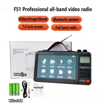 F51 Ретро видео радио беспроводной Bluetooth динамик портативный мини-штекер Walkm вседиапазонный Mp3 музыкальный плеер стерео сабвуфер серый