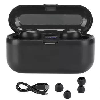 F9 Black ABS Home Office Wireless Headphones Touch Control Digital Display In Ear Stereo Ear