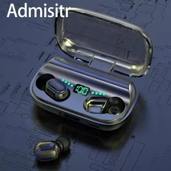 F9 Модернизированная Bluetooth-гарнитура с цифровым дисплеем TWS5.0, беспроводная спортивная гарнитура с двумя наушниками чёрный