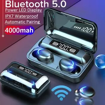 F9 TWS Беспроводные наушники Bluetooth Стерео наушники 5,0 Спортивные водонепроницаемые беспроводные наушники с шумоподавлением и микрофоном 2000 мАч F9 TWS чёрный