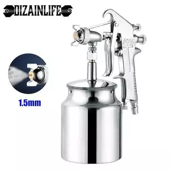 F-75 краскопульт 1,5 мм сопло с чашкой серебряная ручка регулируемый цветной краскопульт для покраски деталей автомобильной мебели