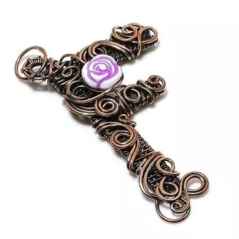 F Look Gemstone Handmade Copper Wire Wrap Jewelry Pendant 2.96 s6M40