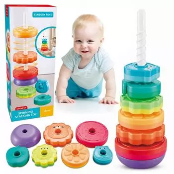 #F Радуга Спин Башня Монтессори Игрушка Спиннинг Складные Игрушки для Детей День Рождения Gi 14 inches