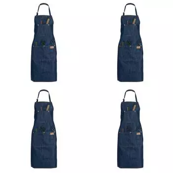 #F Регулируемый салонный парикмахерский фартук из денима для парикмахерской