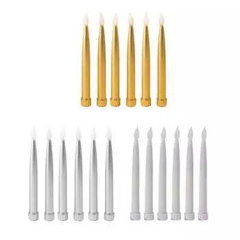 #F Светодиодные свечи, безопасные мерцающие подсвечники для вечеринки по случаю дня рождения 6Pcs золотой