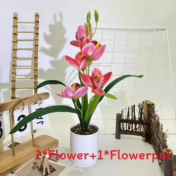 Faberi Rolfe Cymbidium Riverstones Bonsai Simulated Flower Pot For Decor Hotel