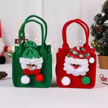 Тканевая новогодняя елка, корзина с фруктами, подвеска, нетканая тканевая корзина Санта-Клауса красный