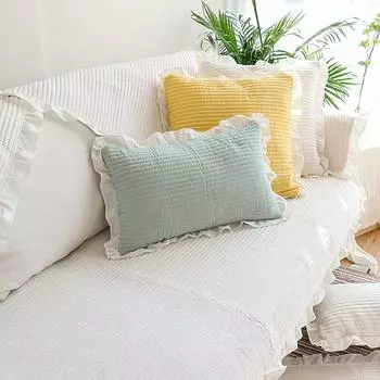 Fabric Cotton Sofa Cushion Cover Non Slip Backrest Towel Cushion All Year Round Neutral Japanese Style Korean Style Living Room Pure Color Cover Cloth Fanghua [Milky White]] 30*50 pillow case
