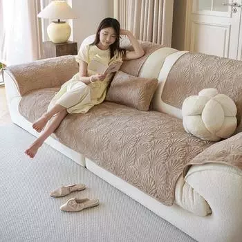 Fabric Cushion All Seasons Universal All-inclusive Universal Backrest Towel Plush Sofa Cushion Non-slip Sofa Cover 70x70cm 1pc
