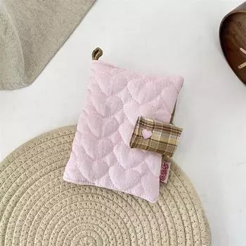 Fabric Heart Embroidery Notebook Multipurpose Diary Protective Cover Plaid Diary Book Student