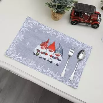 Fabric Merry Christmas Placemat Heat-Resistant Non-Slip Dishes Serving Coaster Christmas Pattern Lightweight Dining Table Mats L красный