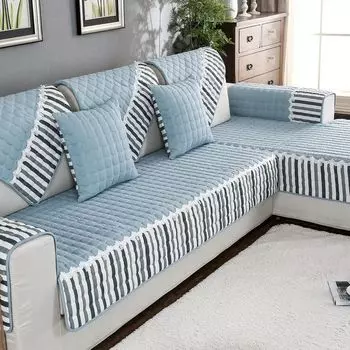 Fabric Non-Slip Summer Universal Full Covered Household Sofa Cushion Yager-Blue Can be customized size