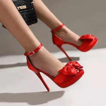 Фабричные босоножки Amoi сандалии Fish Mouth Shoes Platform Sexy Stiletto женские туфли Sardine Cloth Red женские туфли 40-43 Большой размер 35 чёрный