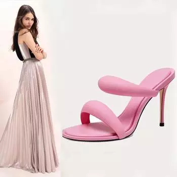 Фабричные летние модели с открытым носком на тонком каблуке и полутапочками Европейская и американская верхняя одежда модные и простые босоножки на высоком каблуке женские 35 белый