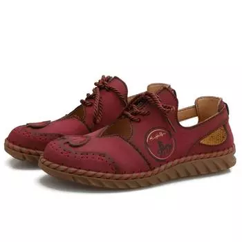 Фабрика обуви Hongshi Niu Летние новые женские сандалии ручной работы со строчкой из мягкой кожи в стиле ретро, римские, с закрытым носком, большого размера 43 35