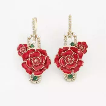 Фабрика Северо-Восток Большие Цветочные Серьги Модные и Изысканные Цветочные Серьги Легкие Роскошные Сохранение Цвета Женщины красный