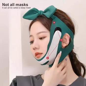 Face Slimming Strap High Elasticity Removing Double Chin Bow Design Practical Tightening Smoothes Wrinkles Thin Belt Beauty Supplies A синий