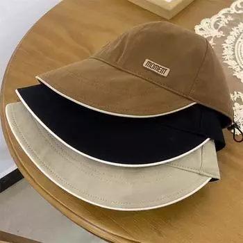 Face small hat women s autumn and winter niche retro cap bucket hat plain face covering sun hat M56-58cm чёрный