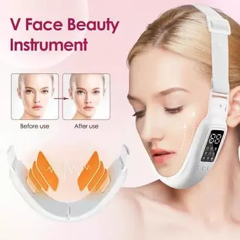 Face V-Line Lifter пояс для подтяжки лица вибрационный массажер для похудения лица 15 уровней 8 режимов горячие компрессы косметический инструмент для лица