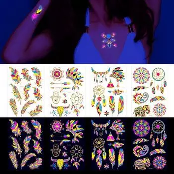 Face Wrist Bronzing Party Temporary Tattoos Fluorescent Tattoo Sticker Fake Tattoo Body Art Decals 03