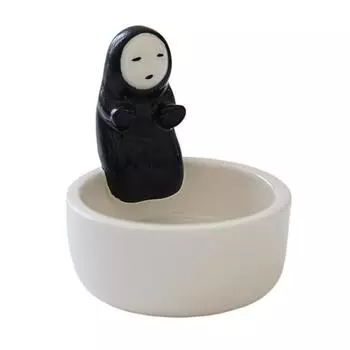 Faceless Man Candle Holder Cartoon Tealight Candle Holder Handcrafted Ceramic Tealight Holder for Home Bedroom Decor Anime Fans Gift