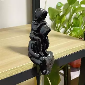 Faceless Robed Man Statue Gothic Hooded Person Figurine Resin Horror Collectible Ornament for чёрный