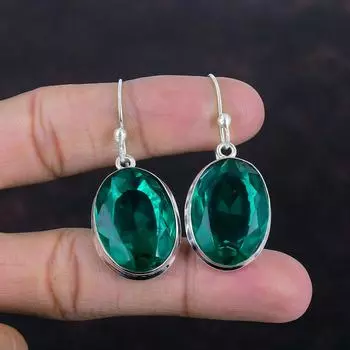 Серьги с граненым хромированным диопсидом, серьги с натуральным драгоценным камнем, серьги из стерлингового серебра 925 пробы, серьги-подвески ручной работы, подарки для мамы, ювелирные изделия с камнями по рождению