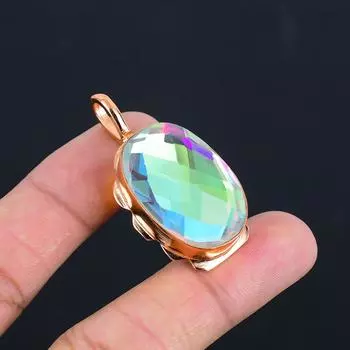 Ограненный мистический топаз драгоценный камень ручная работа медная ювелирная цепочка кулон для нее 1.89 Inches белый