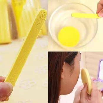 Facial Makeup 12PCS Cleaning Face Cleansing New Compressed Wash Foam Stick Sponge Puff Yellow жёлтый