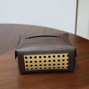 Facial Paper Case Holder PU Leather Tissue Rectangular Box Cover for Hotel Table темно-коричневого