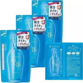Facial Wash Senka SENKA All Clear Oil Rinse Only Cleansing Makeup Remover Refill 180mL x 3 Bonus +