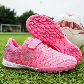 Factory direct sales football shoes Velcro children s men s and women s broken nails training artificial grass sports shoes Size 27