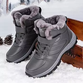 Factory direct sales outdoor couple snow boots warm and velvet men s cotton shoes soft and comfortable magic buckle elderly shoes 36