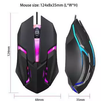 Factory DPI Wired Mouse USB Luminous Desktop Laptop Gaming Competitive Mouse Office Foreign Trade Black Mouse + Mouse Pad