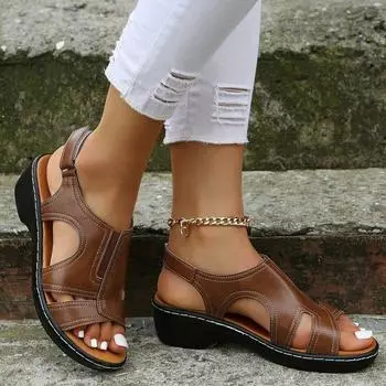 Factory new foreign trade women s shoes beach open-toed slope heel cool slippers women s European and American large-size retro sandals 35 белый