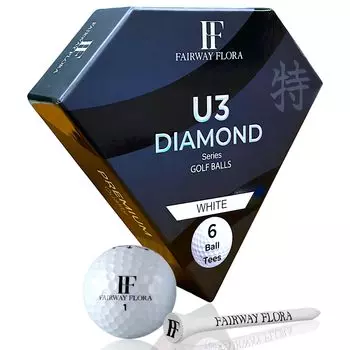 FAIRWAY FLORA Golf Ball U3 DIAMOND Series 6 Balls 6 Bamboo Tea 3 Piece Soft Urethane Cover Perfect as a Gift FBA Compatible + Set, [Item]