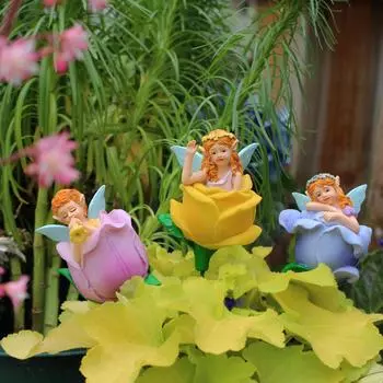 Fairy Plant Pot Stakes, Set of 3 Fairy Garden Stakes for Plants, Outdoor Lawn and Yard Decorations, Multicolor, Resin разноцветный