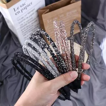 Fairy Rhinestone Hair Band Women Hair Band Korean Style Hair Accessories Double Layer Hair Hoop серебряный