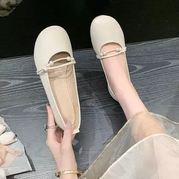 Fairy shoes gentle single shoes women s summer 2025 new flat-bottomed versatile skirt evening shoes one pedal Doudou shoes 35