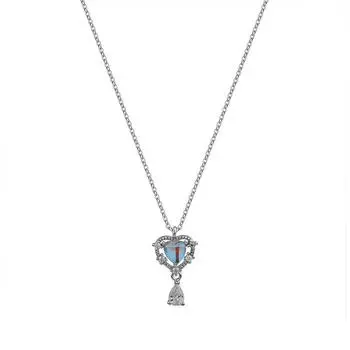 Fairy Stick Diamond Drop Heart Collarbone Chain Sweet Pendant Female Light Luxury Creative Moonstone Love Necklace