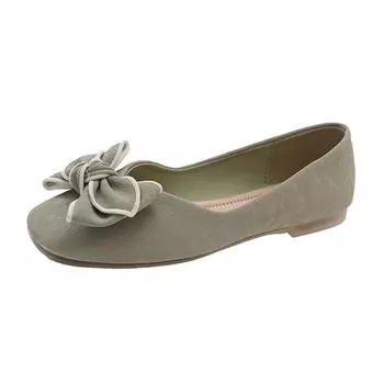 Fairy wind bow Doudou shoes female spring 2025 new soft-soled shallow mouth laden shoes small fresh flat-soled single shoes 35