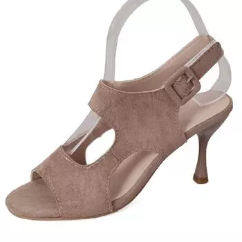 Fairy wind fine heel fish mouth high heels female 2025 summer new large size Velcro Roman sandals 35