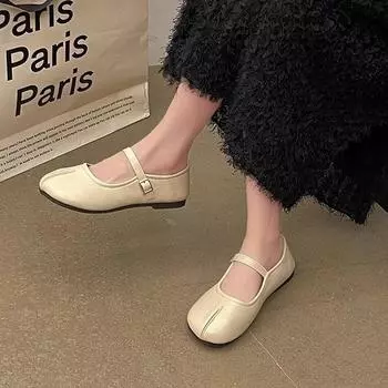 Fairy wind French round head shallow mouth single shoes female summer 2024 new retro non-slip with skirt grandma shoes tide 35 хаки