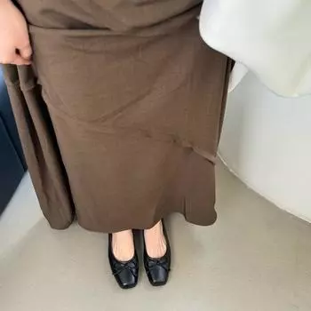 Fairy wind gentle shoes female spring 2024 new bow square head flat sole shoes silver light mouth beanie shoes 35 чёрный