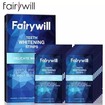 Fairywill 28 шт./14 пар гелевых полосок для отбеливания зубов, гигиена полости рта, двойные эластичные полоски для зубов, отбеливающие инструменты для отбеливания зубов белый
