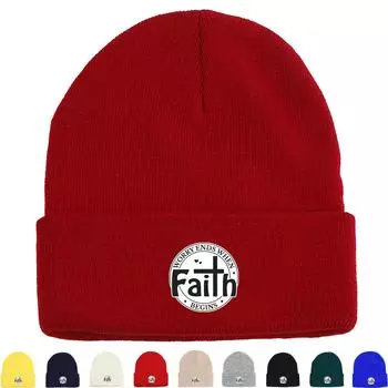 Faith BEGINS Теплая вязаная шапка, шапка с надписью «Череп», Зимняя объемная однотонная вязаная шапка, шапка-бини as the picture темно-синий