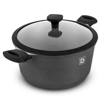 Faitout En Fonte D aluminium Anti-adhesif 28cm 6.5l Couvercle Verre Trempe Et Silicone Tfi Chambord Durand Dupont