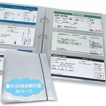 Файл-держатель для хранения билетов, 30 страниц, вмещает до 180 билетов, 3 отверстия, кольцевого типа, большая емкость, прочное хранилище - -