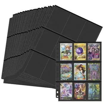 Файл для коллекционных карточек SENUN. Совместимость с 2, 3, 4, 11 отверстий, 9-карманными листами для карточек. Сбор и другие карты. Двусторонняя папка с 18 карманами размером 7x9 см. чёрный