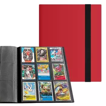 Файл PP Mantle Portable Zipper Card Collection карманные файлы вмещают 160 карточек 9 карманов вмещают 360 карточек (4 карты) (Красные, карты)